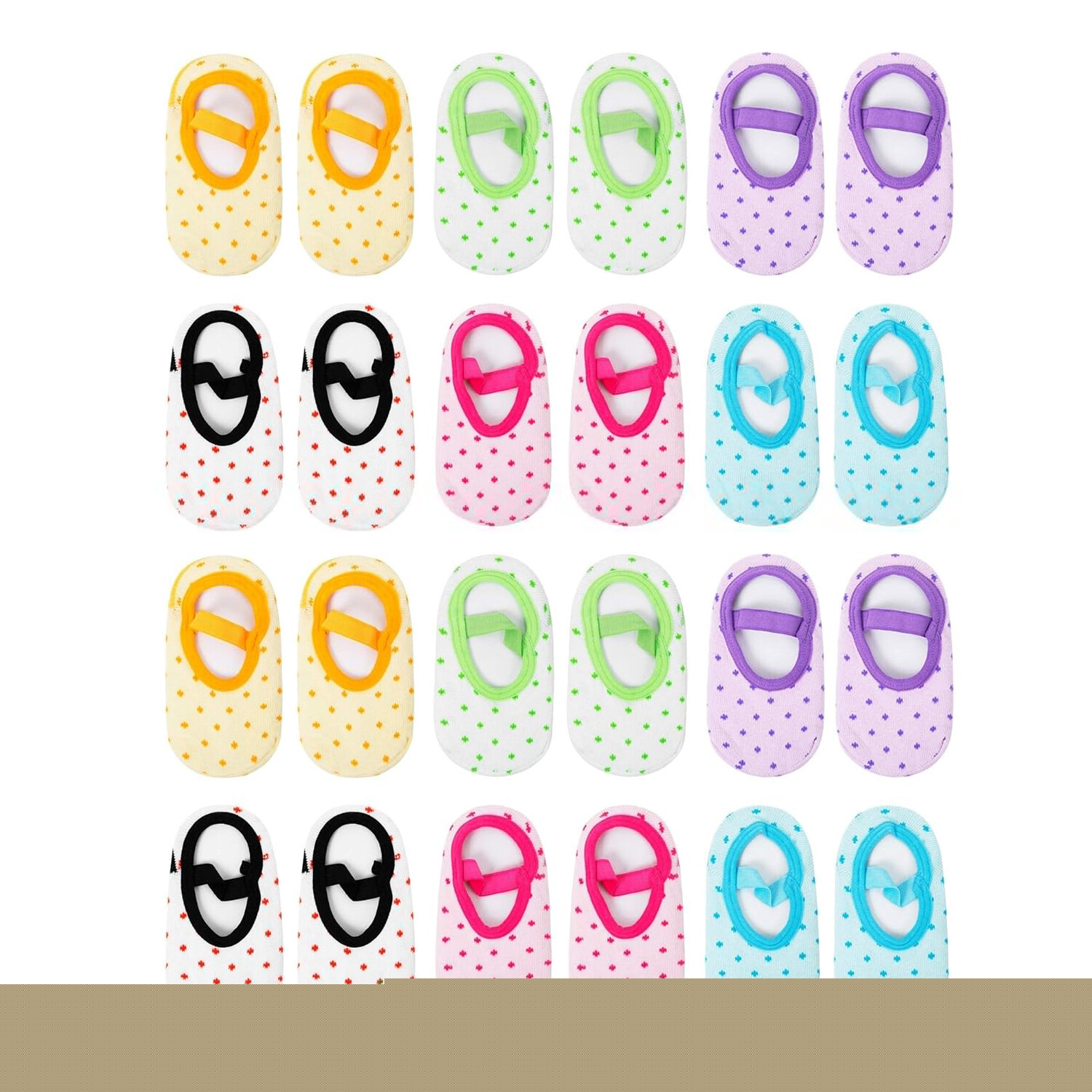 12 Pairs Baby Toddler Girls Grip Socks Anti Slip w/Strap Socks Girl 0-7 Years Old Gift Set Age 1-3 Socks With Grippers