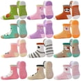thumbnail image 1 of 12 Pairs Baby Toddlers Girls Socks Non Slip Crew Kids Socks with Grips for Little Girl Gripper Socks for 0-7 Years, 1 of 5