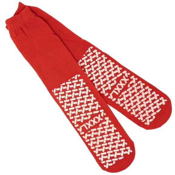 12 Pairs Bariatric Slipper Socks XXXL – Non-Slip Hospital Grip Socks for Men & Women – Anti-Skid Socks with Tread Bottom – Red