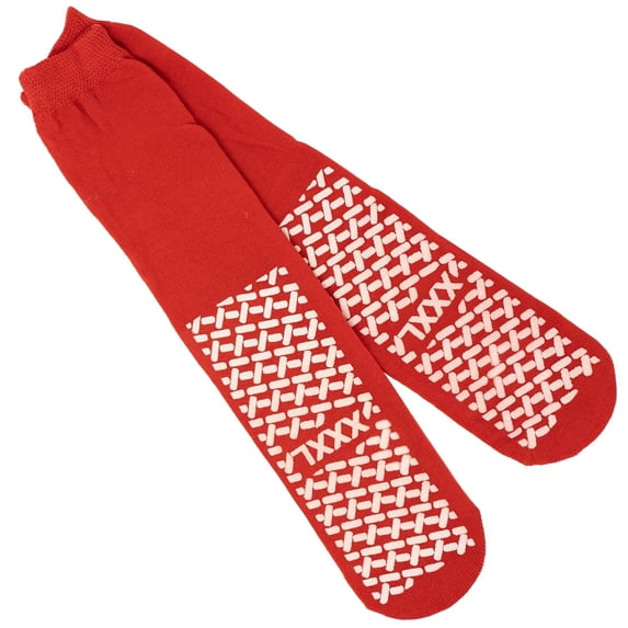 12 Pairs Bariatric Slipper Socks XXXL – Non-Slip Hospital Grip Socks for Men & Women – Anti-Skid Socks with Tread Bottom – Red
