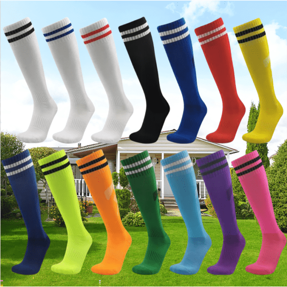 12 Pairs Baseball Socks for Adult Youth Stretchy Compression Knee High Soccer Socks  Random Color, Team Practice, Athletic Soccer Sports, Thick Towel Bottom