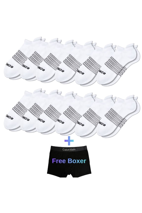 12 Pairs Bombas Women's Performance Cushion Ankle Socks Classic White Size Medium