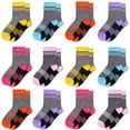 thumbnail image 1 of 12 Pairs Boys Crew Socks Novelty Plaid Kids Elastic Mid Cut Toddler Socks for Boy Girls(2-14T), 1 of 7