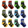 thumbnail image 1 of 12 Pairs Boys Crew Socks Novelty Plaid Kids Elastic Mid Cut Toddler Socks for Boy Girls(2-14T), 1 of 7