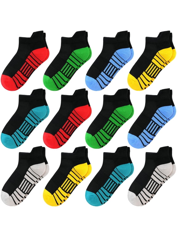 12 Pairs Boys Socks,Children's Sports Socks Comfortable and Breathable for Kids 1-14 Years