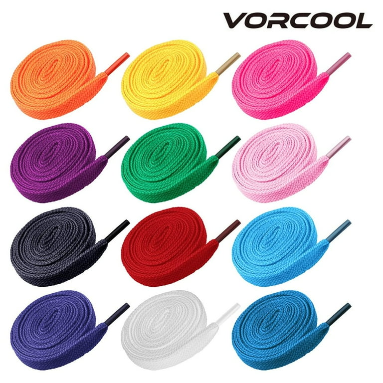 12 Pairs Colored Shoe laces Flat Shoelaces Multipack Shoestrings for Sneakers Skates Sport Shoes Boots