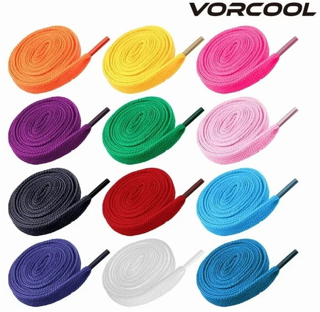 VORCOOL Colored Flat Shoelaces (12 Pairs) Durable Polyester for