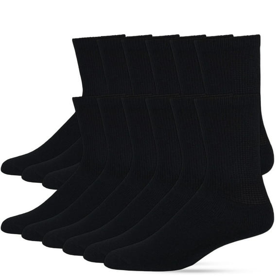 12 Pairs Cotton Crew Diabetic Socks No Binding Neuropathy Cushion Socks Non-Binding Circulatory Sock Unisex for Men Women Comfort Value Pack Underwear