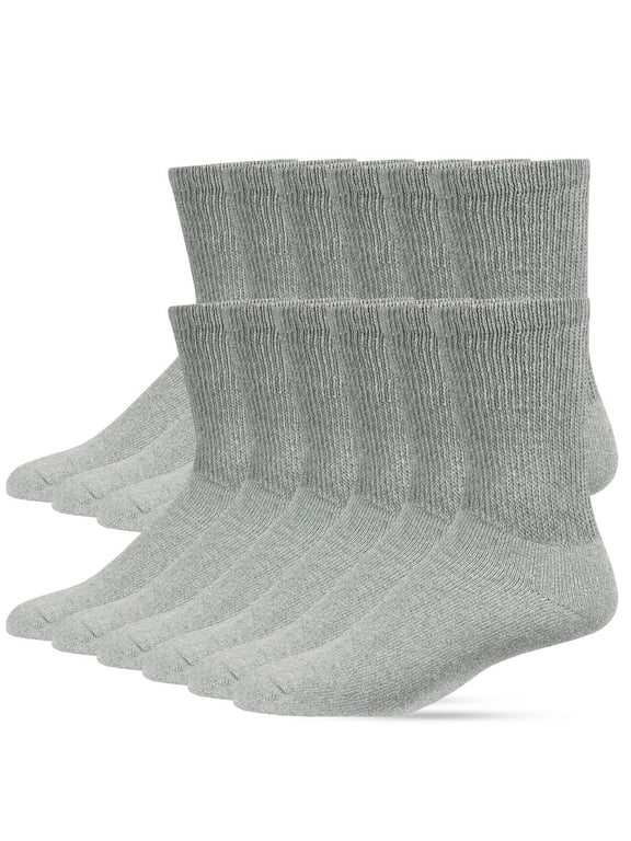12 Pairs Cotton Crew Diabetic Socks No Binding Neuropathy Cushion Socks Non-Binding Circulatory Sock Unisex for Men Women Comfort Value Pack Underwear