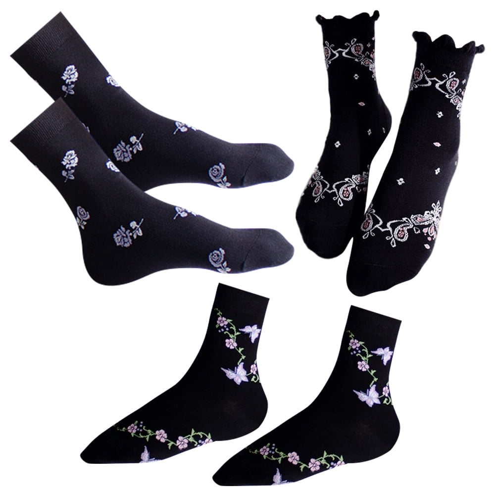 12 Pairs Cotton Flower Socks Novelty Vintage Retro Womens Calf ...