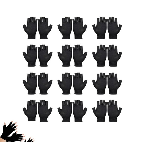 12 Pairs Cotton Gloves,Reusable Half Finger Touchscreen Gloves,7.5x3.9In Summer Sun UV Protection Gloves for Men and Women