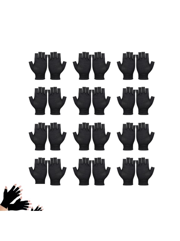 12 Pairs Cotton Gloves,Reusable Half Finger Touchscreen Gloves,7.5x3.9In Summer Sun UV Protection Gloves for Men and Women