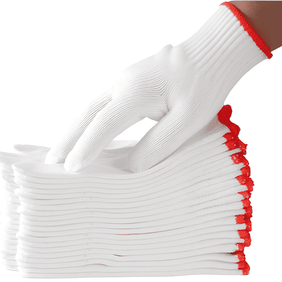 12 Pairs Cotton Work Gloves Breathable Knit Safety Gloves, Lightweight & Comfortable for General Labor, Warehouse, Construction, Cleaning, Maintenance & Daily Hand Protection Indoors or Outdoor Use