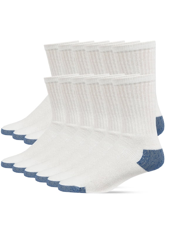 12 Pairs Crew Socks Cotton Unisex Athletic Sport Workout Compress Running Comfort Cozy Sweat-absorbing Anti-Slip Comfy Solid Soccer Chicano Value Pack