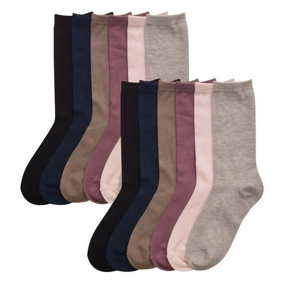 12 Pairs Crew Socks Premium Mid-Calf Socks Athletic Casual Soft Thin Lightweight Breathable Cozy Comfy Stretchy Outdoor Daily Wear Socks for Women Unisex Assorted Pack