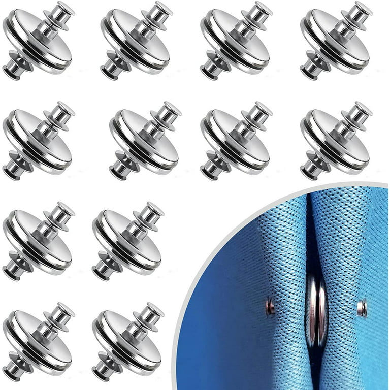 Suuchh 12 Pairs Curtain Magnets Closure, Curtain Weights Magnets with Back Tack to Prevent Lights from Leaking, Curtain Magnetic Holdback Button for Home