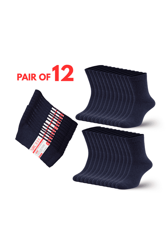 12 Pairs Diabetic Quarter Ankle Socks for Men & Women  Doctor Recommended Non-Binding Socks for Neuropathy Relief & Circulation Support, Wide Stretch Comfort, Size 10-13, Navy