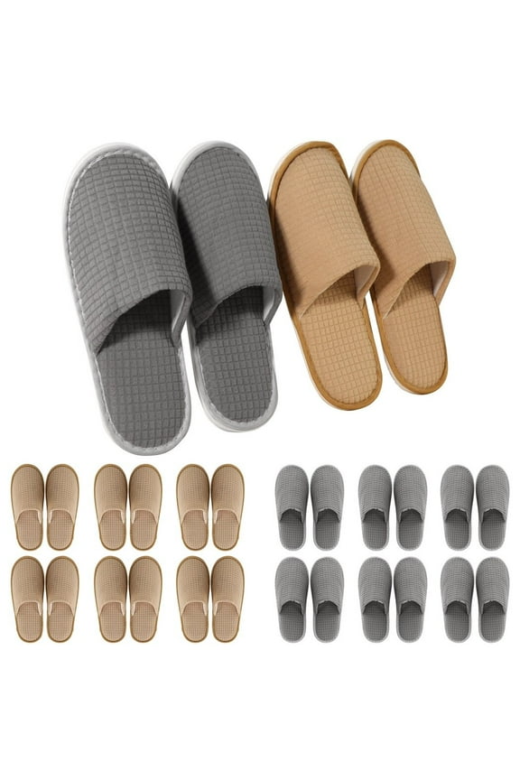 12 Pairs of Disposable Slippers, Coral Fleece Spa Slippers, Closed-Toe Slippers for Guests, Non-Slip Indoor Slippers for Hotels, Spas, Beauty Salons, Hospitals