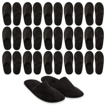 12 Pairs Disposable Slippers for Guests, Bulk Pack for Hotel, Spa, Shoeless Home, Black (US Men Size 11, Women 12)
