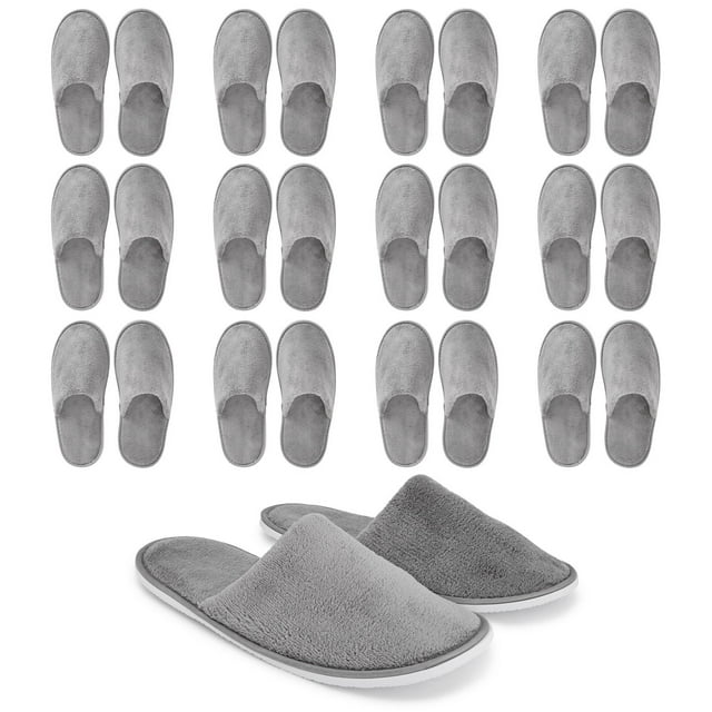 12 Pairs Disposable Slippers for Guests, Bulk Pack for Hotel, Spa