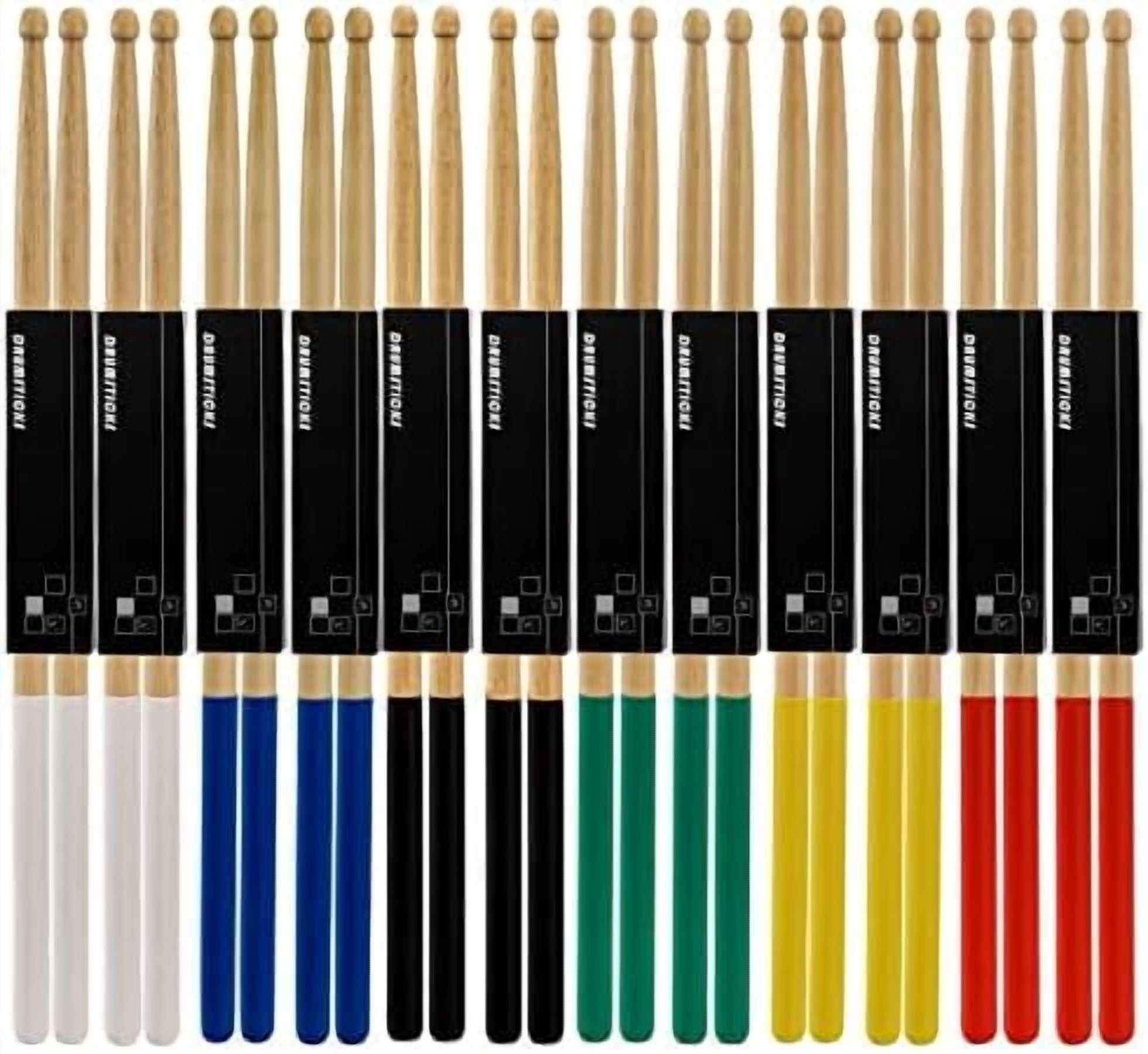 12 Pairs Drum Sticks with Non-Slip Rubber Handle, Classic 5A Maple Wood ...