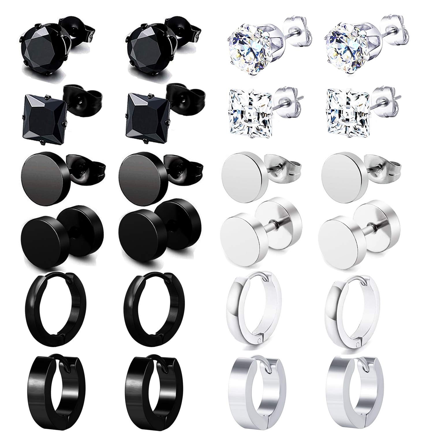 ONESING 24-25Pcs Earrings for Men Black Stud Earrings Dangle Earrings Thin  Hoop Earrings Stainless Steel Earrings Set Jewelry Piercings for Men  (25PCS) : Amazon.co.uk: Fashion
