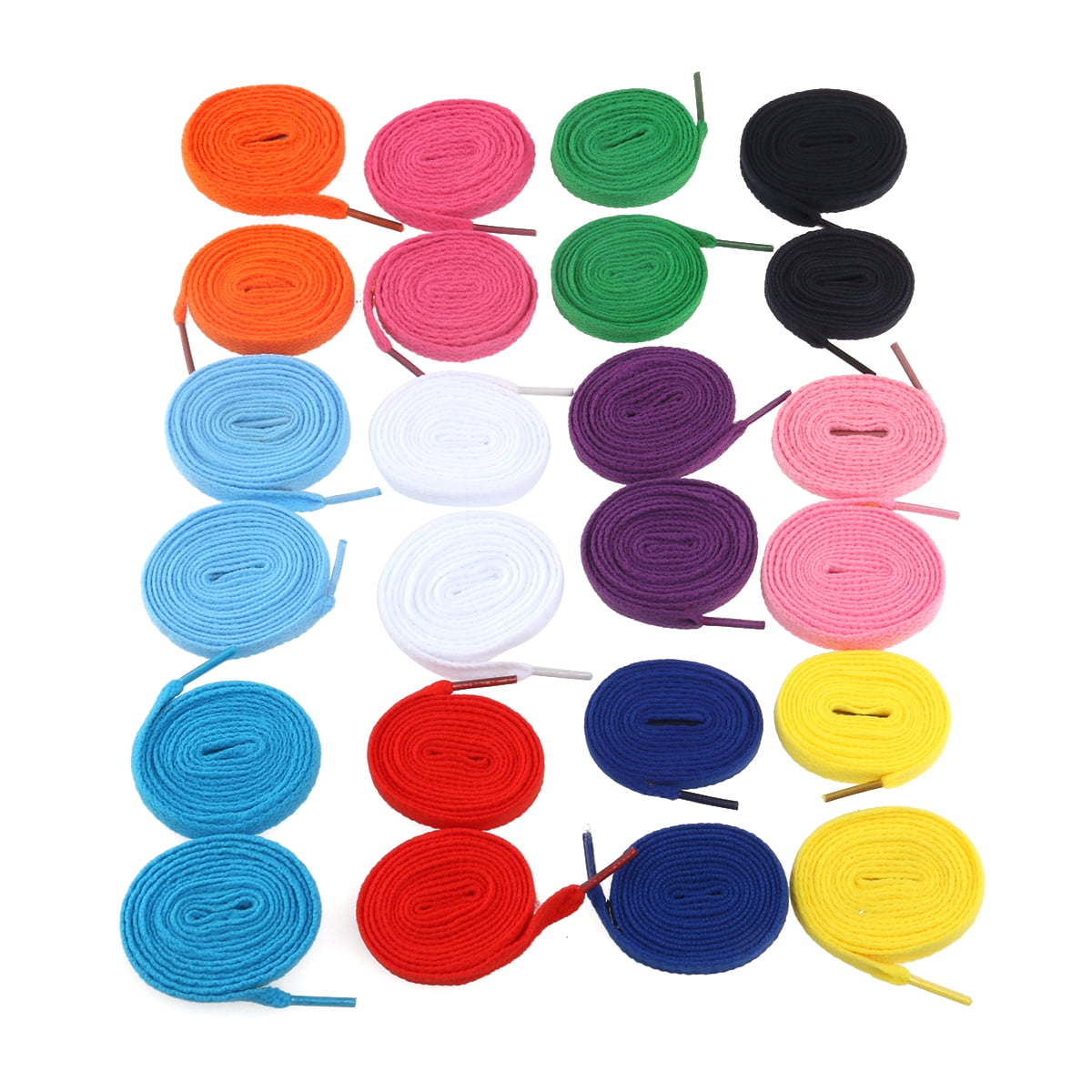 TINKSKY 12 Pairs Flat Shoelaces in Mixed Colors for Shoes, Boots