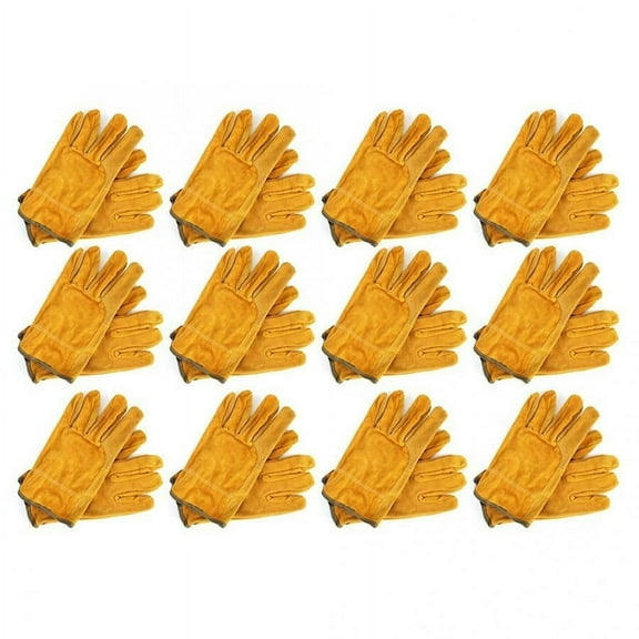 12 Pairs Electric Welding Short Cowhide Leather Wear Resistant Fire Protective Gloves ,Easy to Wear