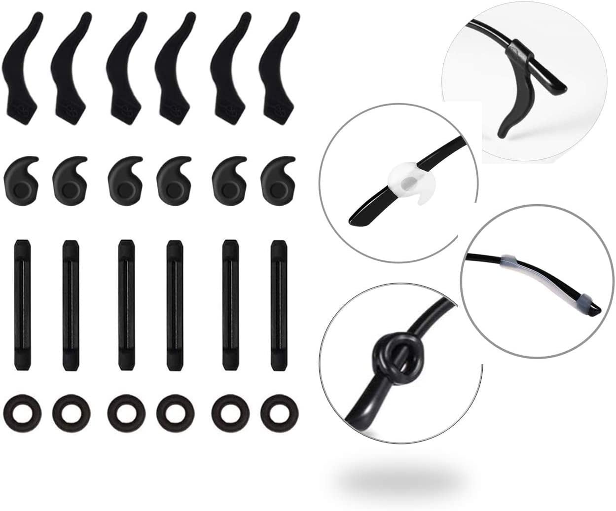 12 Pairs Eyeglasses Retainers, Premium Silicone AntiSlip Eyeglass