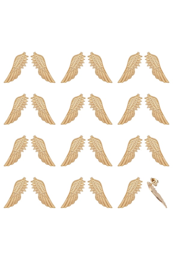 12 Pairs Feather Lapel Pin Angel Wings Light Gold Wing Alloy Brooches Suit Shirt Collar Lapel Pins Sweater Shawl Breastpin Accessories 14x38x1.8mm