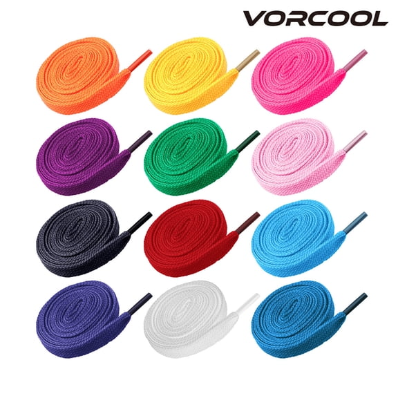 12 Pairs Flat Colored Shoe Laces Athletic Shoe Laces Strings for Athletic Sports Shoes Boots Sneakers Skates