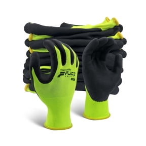 12 Pairs Foam Latex Coated Work Gloves with Breathable Nylon Shell for Precision Tasks, Construction, Warehouse,(Lime Green,Medium)