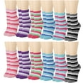 thumbnail image 1 of 12 Pairs Fuzzy Socks Womens Girls Microfiber Cozy Soft Warm Fluffy Non-Skid Anti-Slip Gripper Bottom Slipper Socks for Home Hospital and Travel Striped, 1 of 7