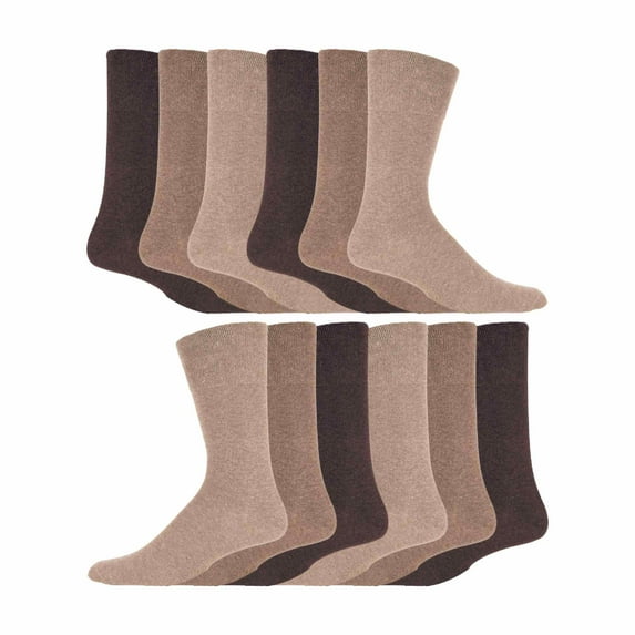 12 Pairs Gentle Grip Top Diabetic Socks | IOMI | Crew Loose Top Non Elastic Cotton Socks