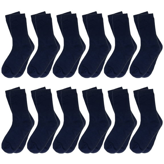 Falari 12-Pack Girl Toddler Kids Cotton Crew Socks, Athletic School Socks Navy 6-8 Years