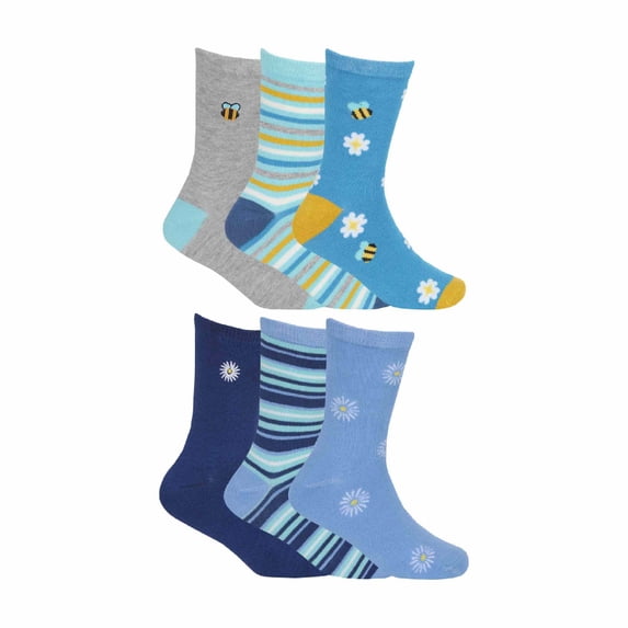 12 Pairs Girls Bamboo Design Socks | Sock Snob | Soft Breathable Floral & Striped Patterns Socks