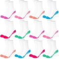 thumbnail image 1 of 12 Pairs Girls Crew Socks, Kids Athletic Socks for Toddler Girls (1-14 Years) Calf Cotton Sock School Running Sports, 1 of 7
