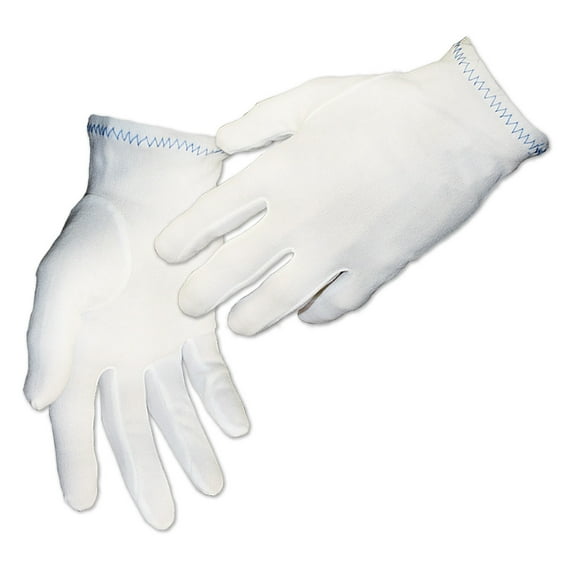 12 Pairs Gloves Legend White Nylon Inspection Safety Working Gloves - Large