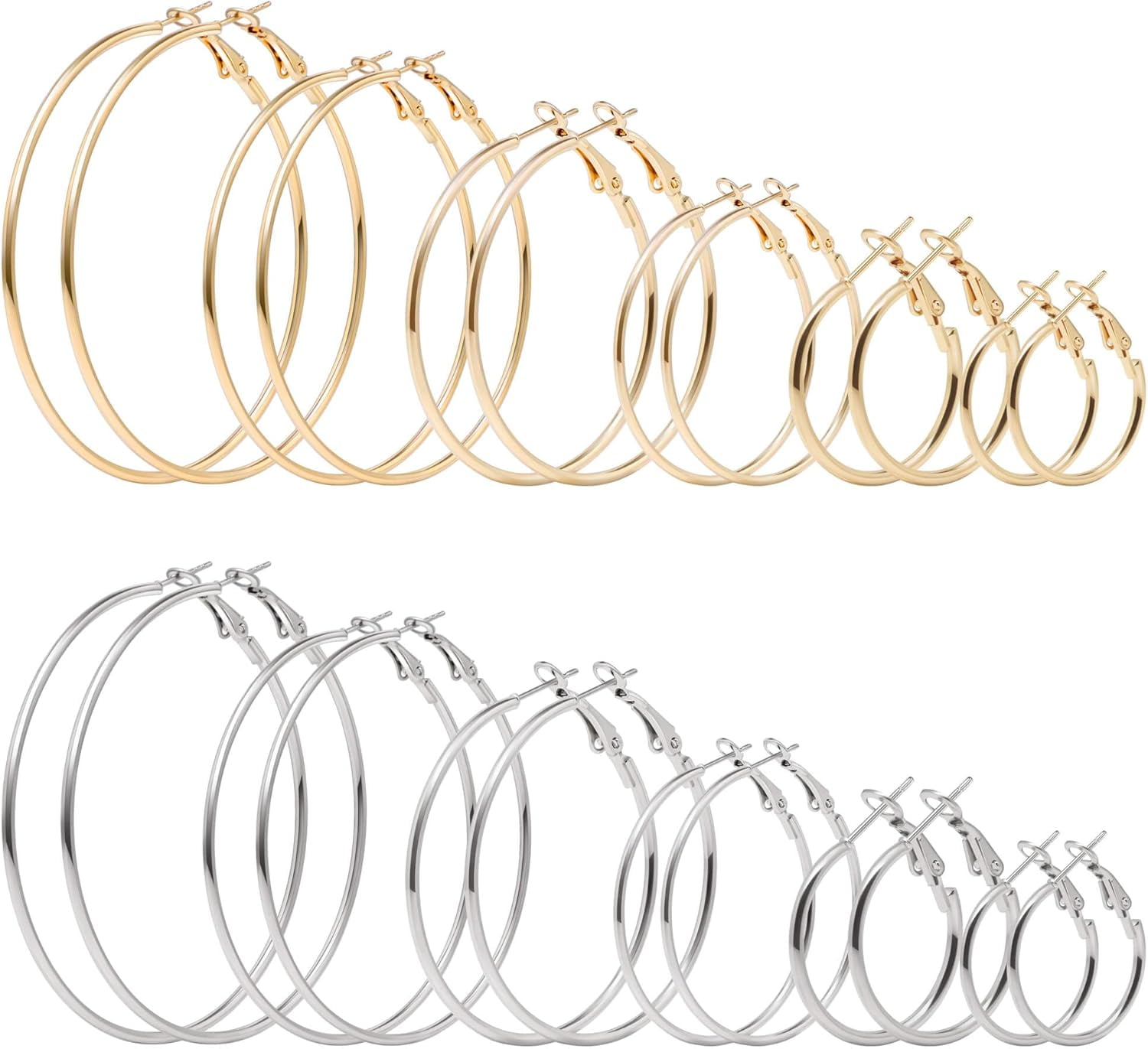 UMEFONE 12 Pairs Gold Hoop Earrings For Women Multipack 14K Gold Plated Lightweight Hypoallergenic Large Gold Earrings WomenS Huggies Earrings[z2246]