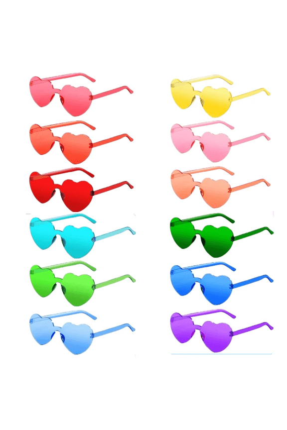 12 Pairs Heart Sunglasses for Women Party Favors Fun Heart Glasses Rimless Candy Color Glasses Heart Shaped Sunglasses for Bachelorette Party Favors,Birthday Favors