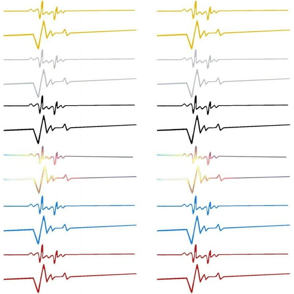12 Pairs Heartbeat Decal 6 Colors Heart Heartbeat Vinyl Stickers Car Windshield Stickers Waterproof Reflective Self-Adhesive Decals for Rear Windows Fender Side Exterior Decoration Mixed Color