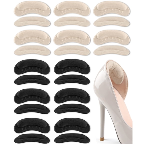 12 Pairs Anti-Slip Heel Grips Liners, Soft Suede Heel Cushion Pads Prevent Blisters for Heels & Shoes