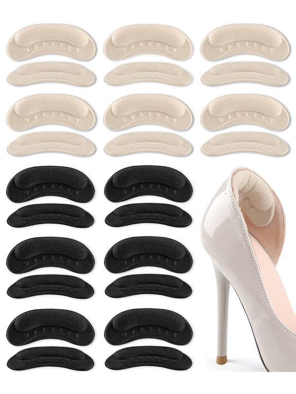12 Pairs Anti-Slip Heel Grips Liners, Soft Suede Heel Cushion Pads Prevent Blisters for Heels & Shoes