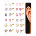thumbnail image 1 of 12 Pairs Hypoallergenic Earrings for Women Surgical Steel Screw Back Earrings for Sensitive Ears Cute Heart CZ Flower Ball Tiny Flat Back Stud Earring,Gold, 1 of 7