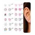 thumbnail image 1 of 12 Pairs Hypoallergenic Earrings for Women Surgical Steel Screw Back Earrings for Sensitive Ears Cute Heart CZ Flower Ball Tiny Flat Back Stud Earring,Sliver, 1 of 7