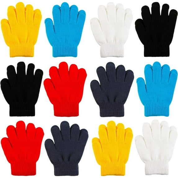 12 Pairs Kid's Winter Magic Gloves Children Stretchy Warm Magic Gloves Boys or Girls Knit Gloves