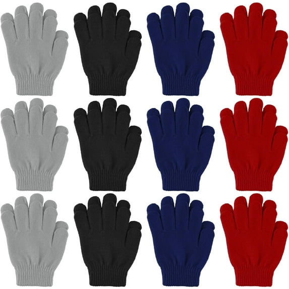 12 Pairs Kid's Winter Magic Gloves Children Stretchy Warm Magic Gloves Boys or Girls Knit Gloves