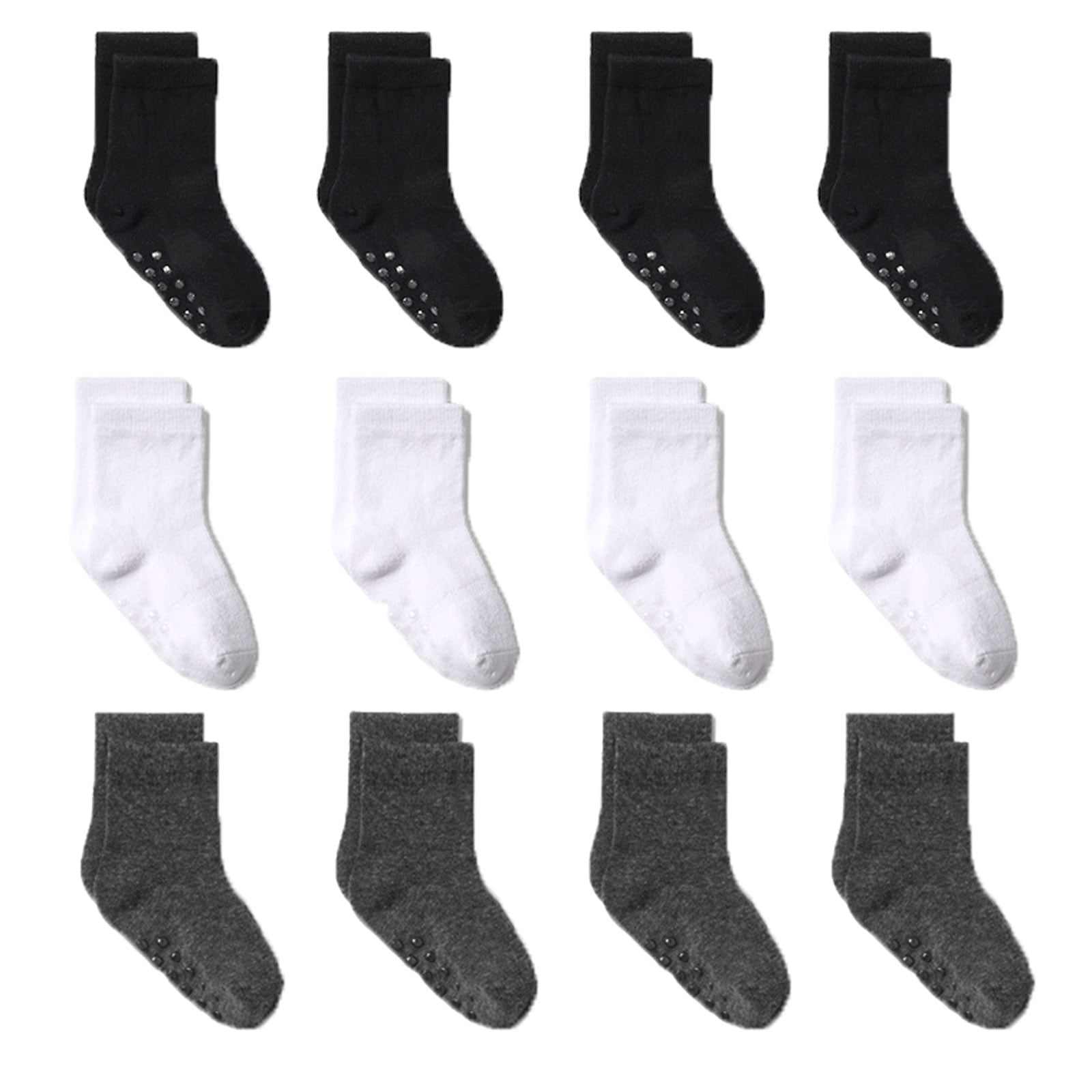 12 Pairs Kids Non Slip Skid Socks Grips Sticky Slippery Cotton Crew