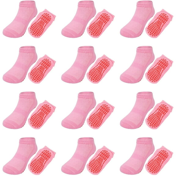 12 Pairs Kids Non Slip Socks Grip Ankle Sticky Toddler Socks for 1-4/5-10 Years Old Boys Girls Infant Baby Children