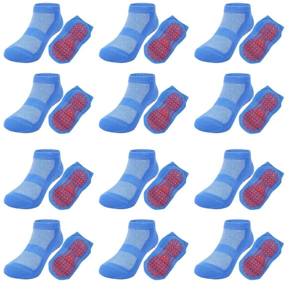 12 Pairs Kids Non Slip Socks Grip Ankle Sticky Toddler Socks for 1-4/5-10 Years Old Boys Girls Infant Baby Children